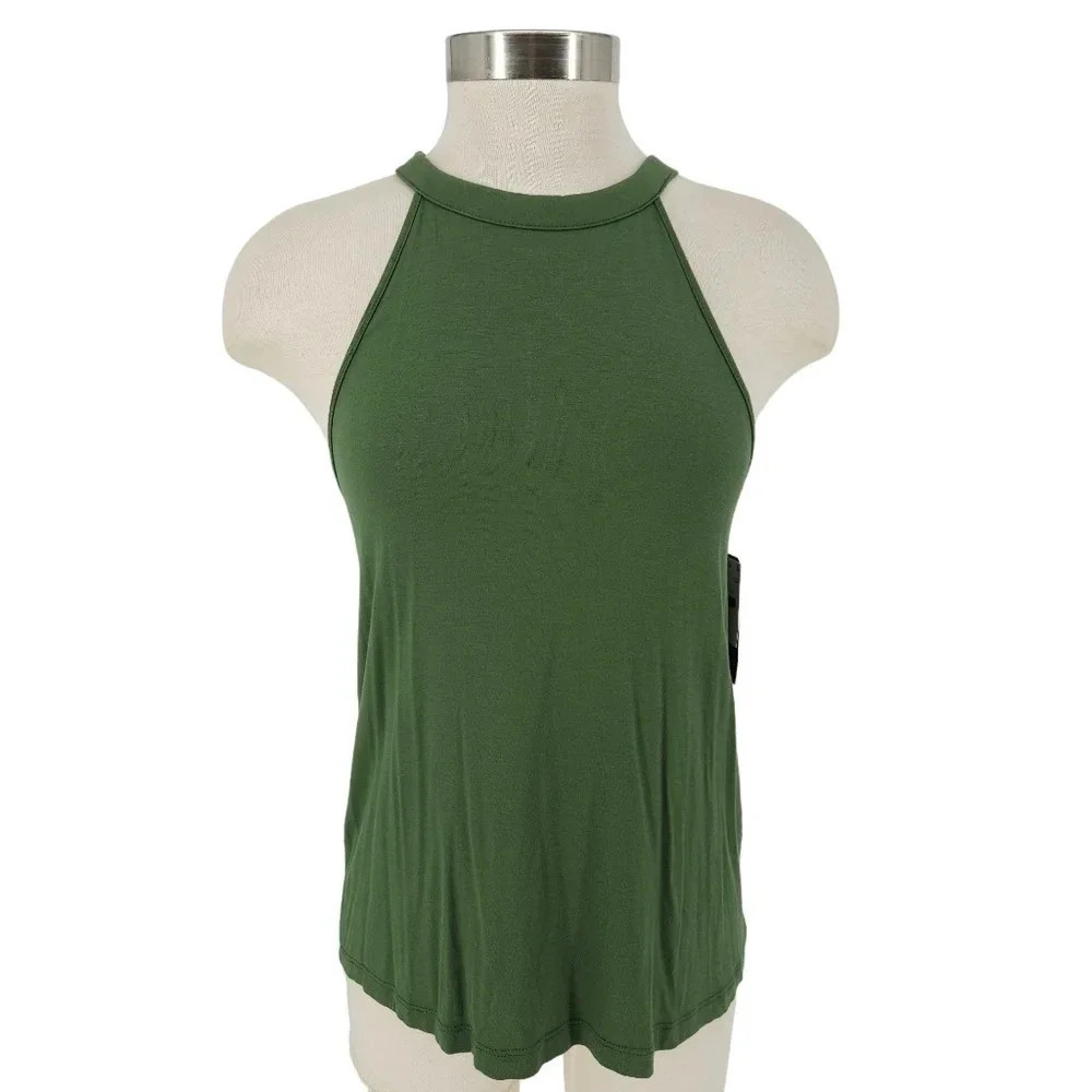 Melrose & Market Halter Tank Top Green Sleeveless Shirt